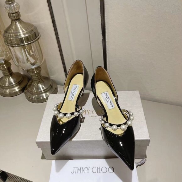 Jimmy Choo Pearl Diamond Series Pearl Patent Leather Heels